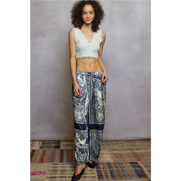 POL Floral Printed Woven Wide Leg Drawstring Pants - Picture 4 of 7